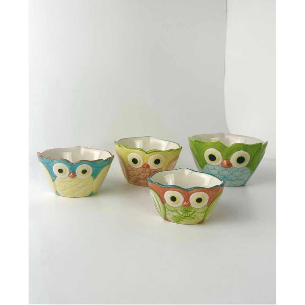 Pier‎ 1 Owl Ceramic Measuring Cup 4 Piece Set Brand New.  Adorable